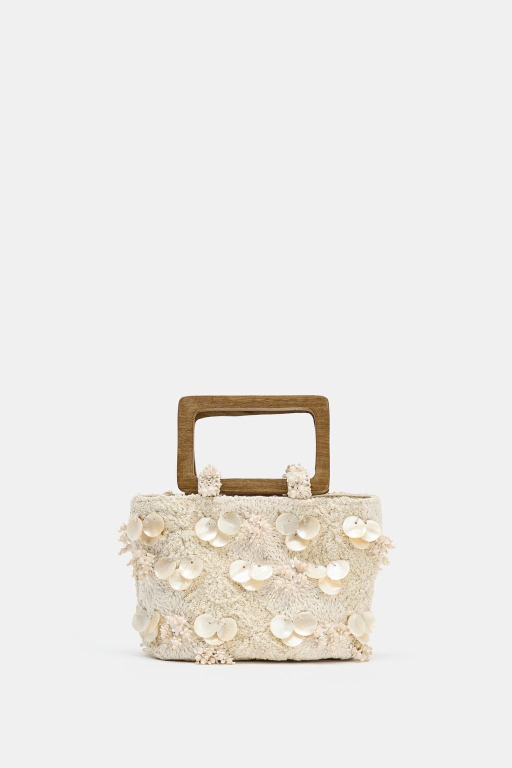 Embroidered mini shell handbag
