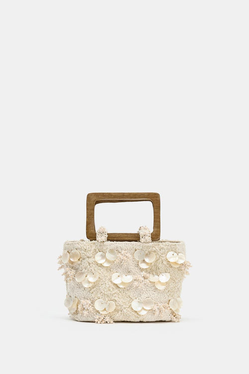 Embroidered mini shell handbag