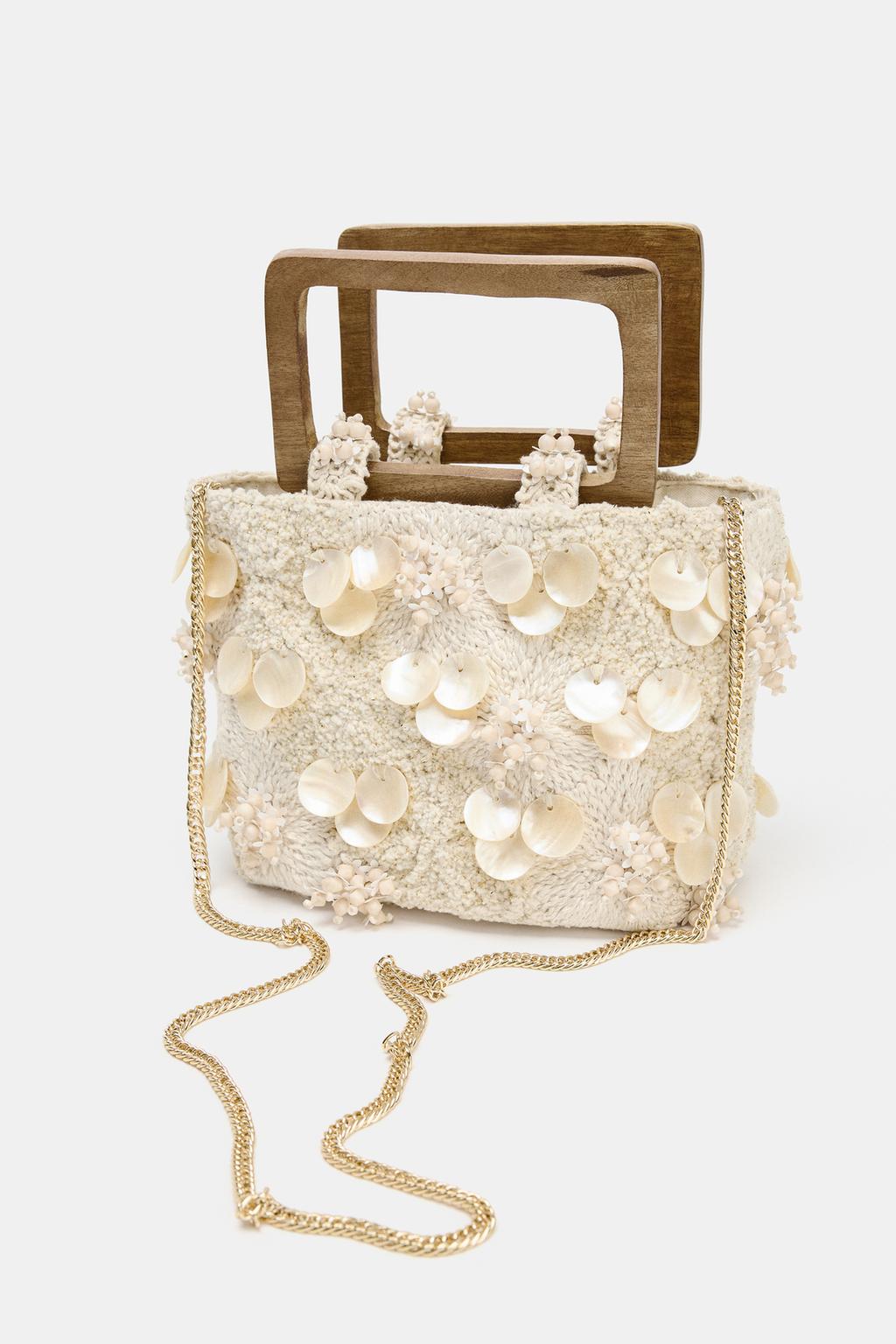 Embroidered mini shell handbag