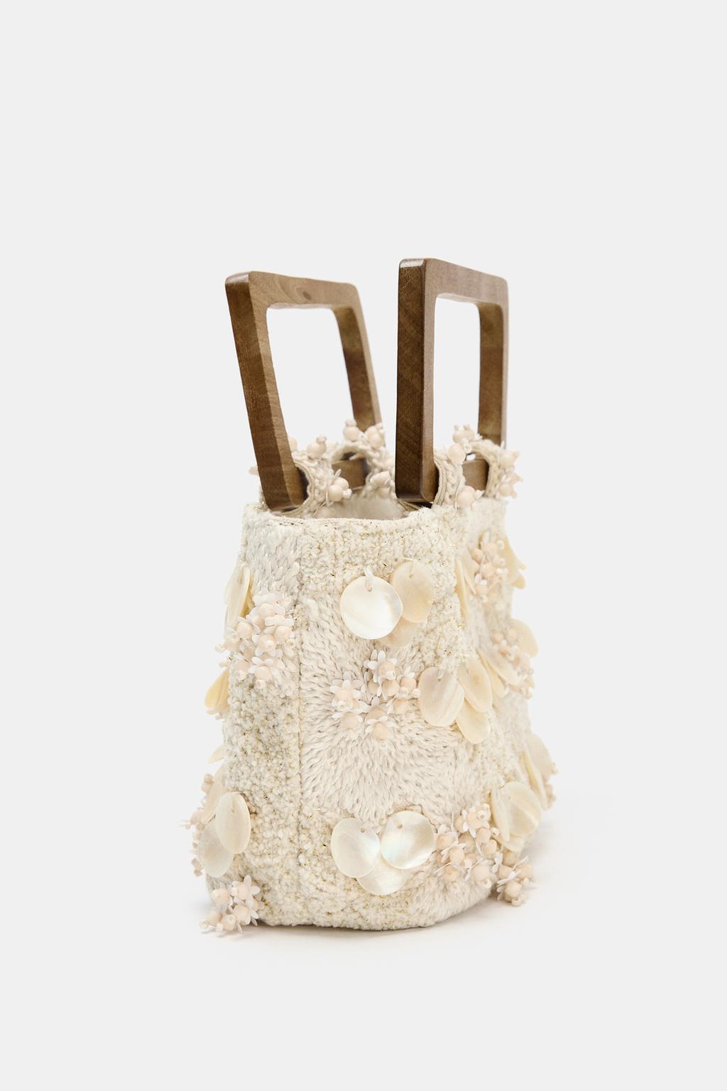 Embroidered mini shell handbag
