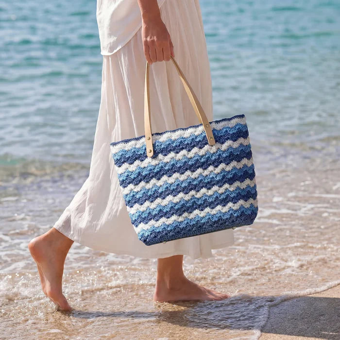 "Sea Breeze & Waves" Crochet Tote Bag