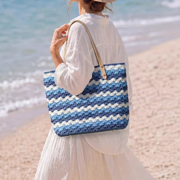 "Sea Breeze & Waves" Crochet Tote Bag
