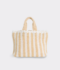 Striped Woven Straw Tote Bag