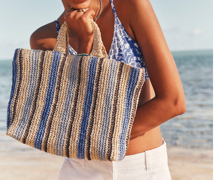 Striped Straw Beach Tote
