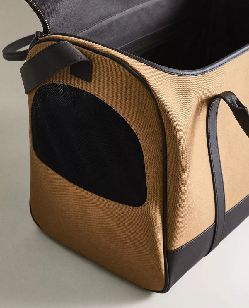 Leather pet carrier