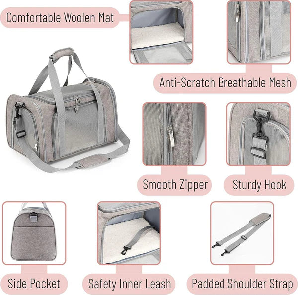 High-Quality Soft-Sided Portable Carrier for Cats and Dogs