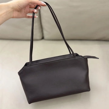 Minimalist Soft Lambskin Small Zip Shoulder Tote Bag