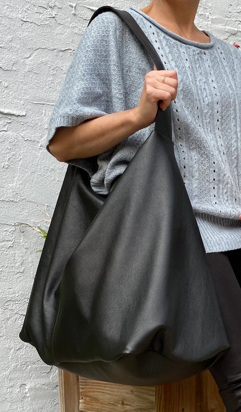 Soft Oversized Slouchy Leather Large Capacity Shoulder Tote Bag