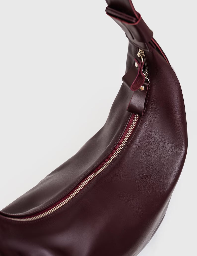 Soft Leather Adjustable Drop Slouchy Hobo Shoulder Bag