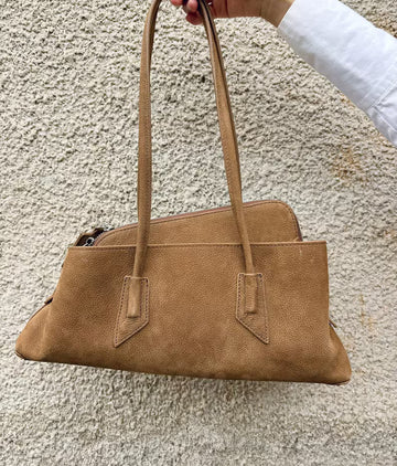 Tan Suede Slim Zip Underarm Shoulder Bag
