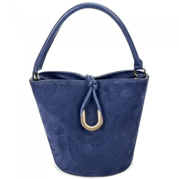 Suede Knotted Hardware Mini Bucket Handbag With Detachable Strap