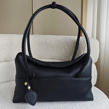 Pebbled Leather Knotted Handle Soft Underarm Shoulder Bag