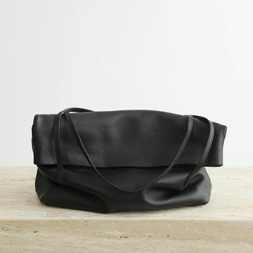 Soft Sheepskin Fold Over Magnetic Large Shoulder Tote Bag