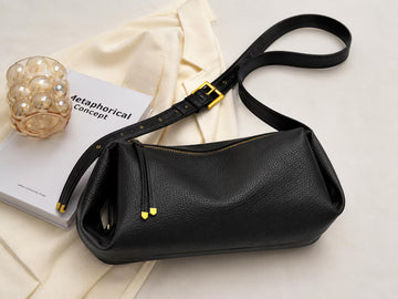 Pebbled Leather Adjustable Strap Slouchy Hobo Crossbody Bag