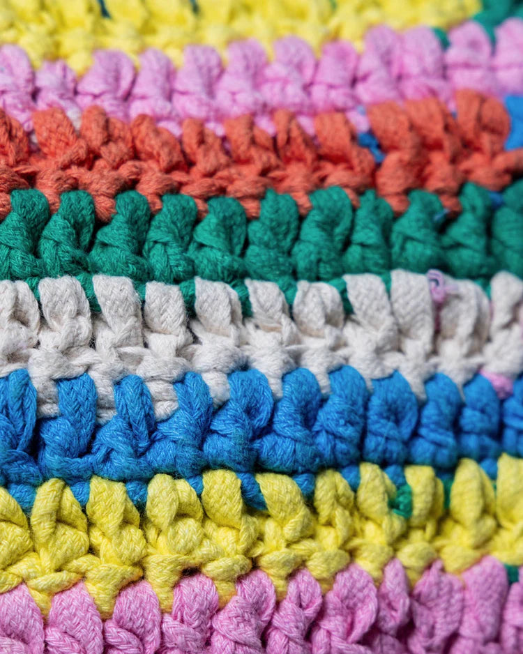 Abstract-style colorful crochet shoulder bag