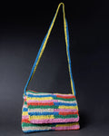 Abstract-style colorful crochet shoulder bag